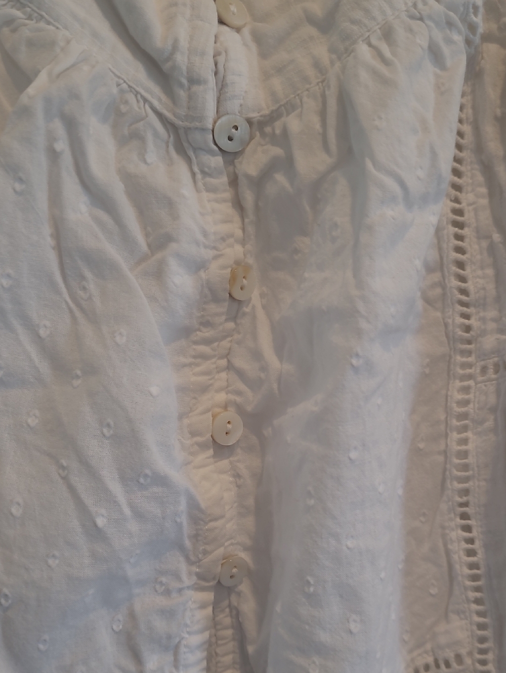 JoieWhite Ruffled Button-Front Cotton Tank Size M - Picture 2 of 8
